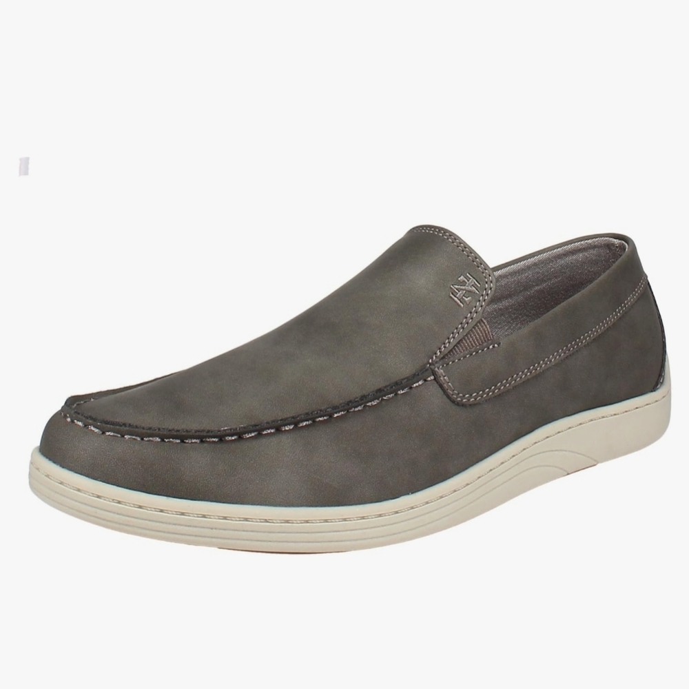 Izod Men's 9.5 Seapoint Gray Memory Foam Slip-On Loafers Shoes
